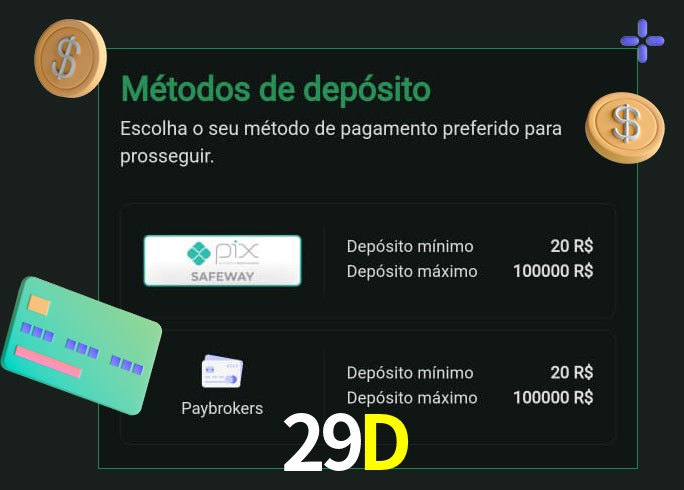O cassino 29D oferece uma grande variedade de métodos de pagamento